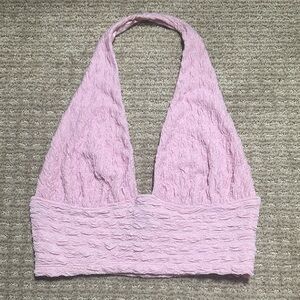 H&M Light Pink Textured Crop Top